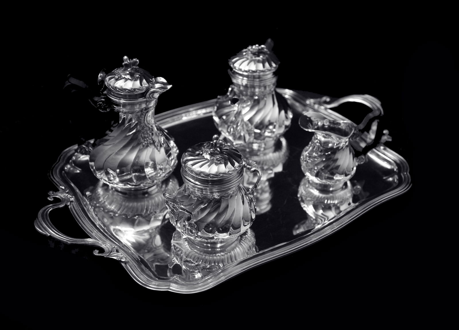 Christofle (Cardeilhac) - 4pc. Antique French Louis XVISterling Silver Tea Set + Serving Tray ! (1 of 16)