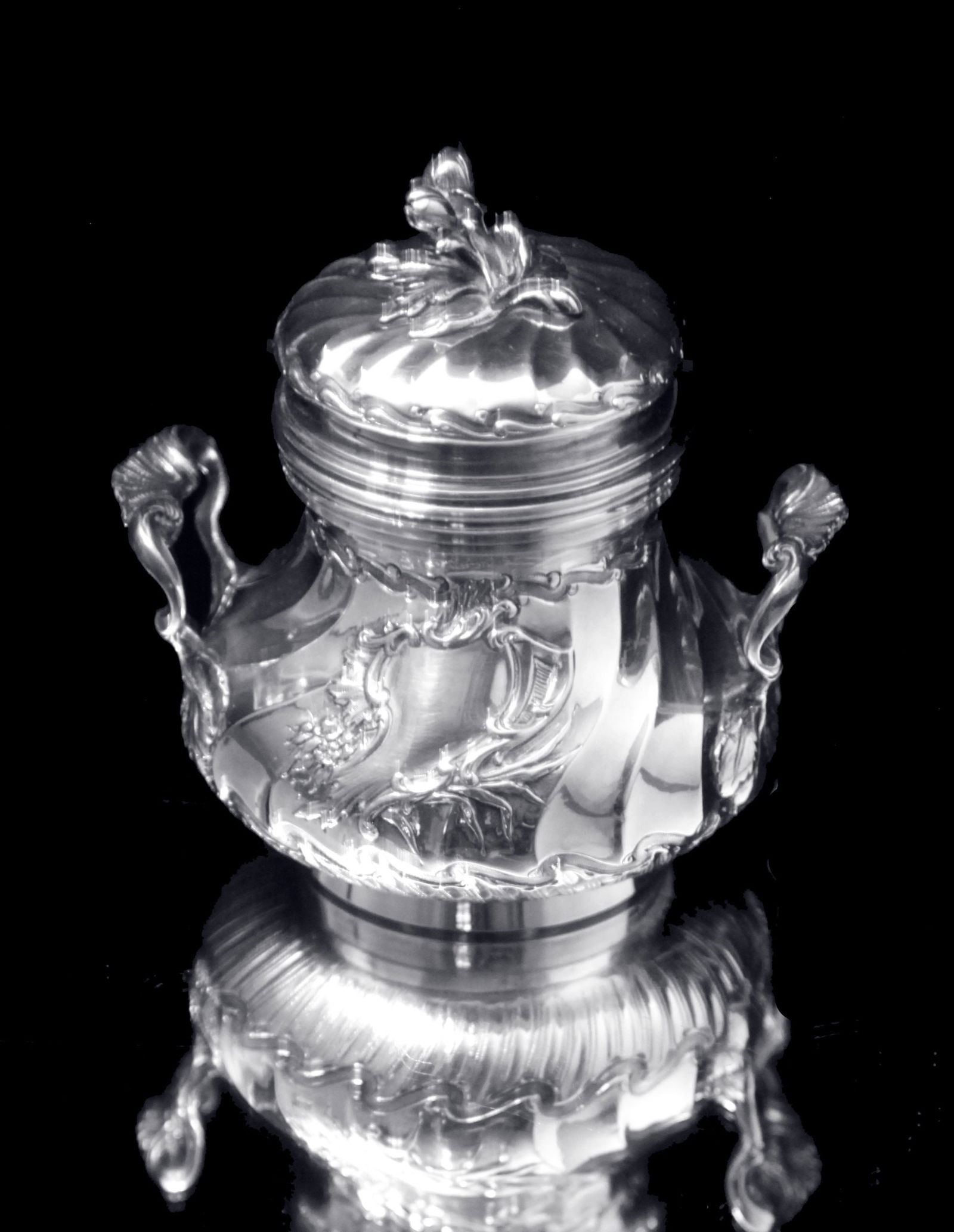 Christofle (Cardeilhac) - 4pc. Antique French Louis XVISterling Silver Tea Set + Serving Tray ! - 8