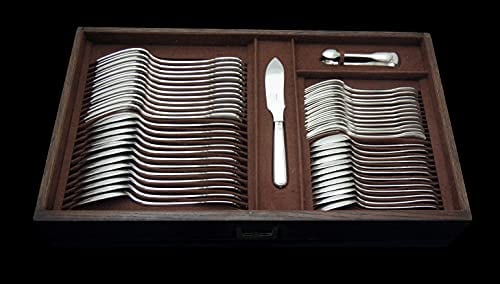 LAPPARRA 204pc. ANTIQUE STERLING SILVER FLATWARE SET + CHEST, LOUIS XV 1850-1899 - 9