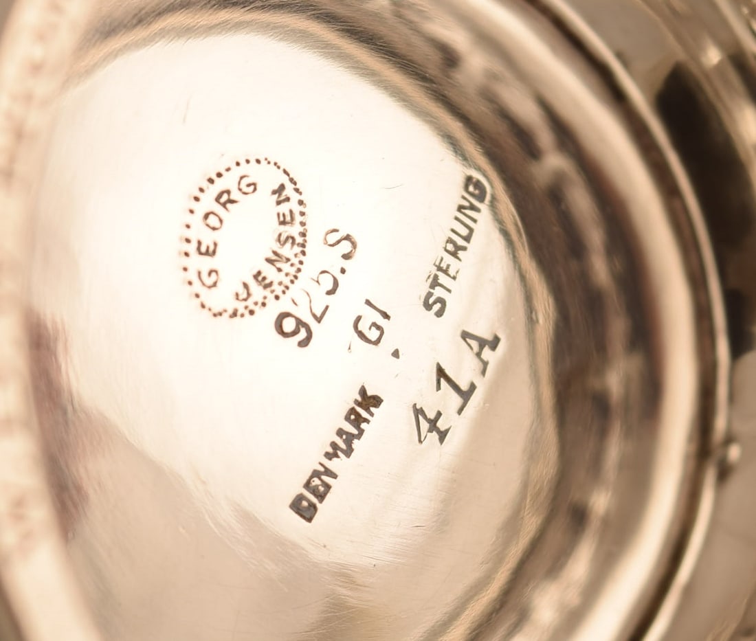 Early Georg Jensen sugar / cream set in sterling silver with handles in ebony. Dated 1915-1930. - 9