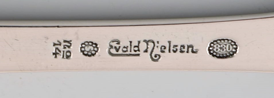Evald Nielsen number 14 lunch fork in hammered silver (830). 1920s. 13 pcs in stock. - 4