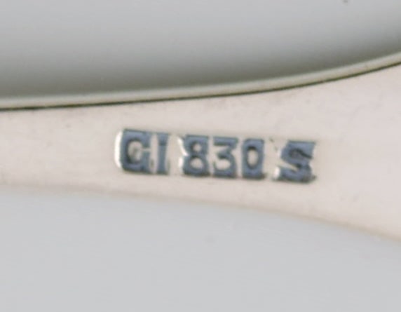 Two early Georg Jensen Rope salt spoons in silver (830). Dated 1909-1914. - 4