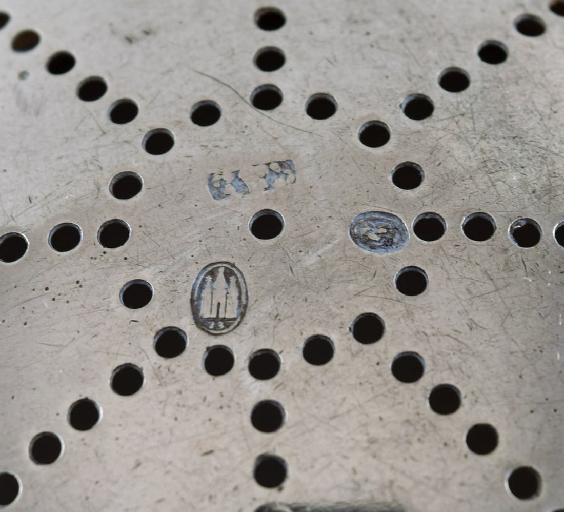 Danish silversmith. Antique silver (830) tea strainer. Dated 1873. - 6