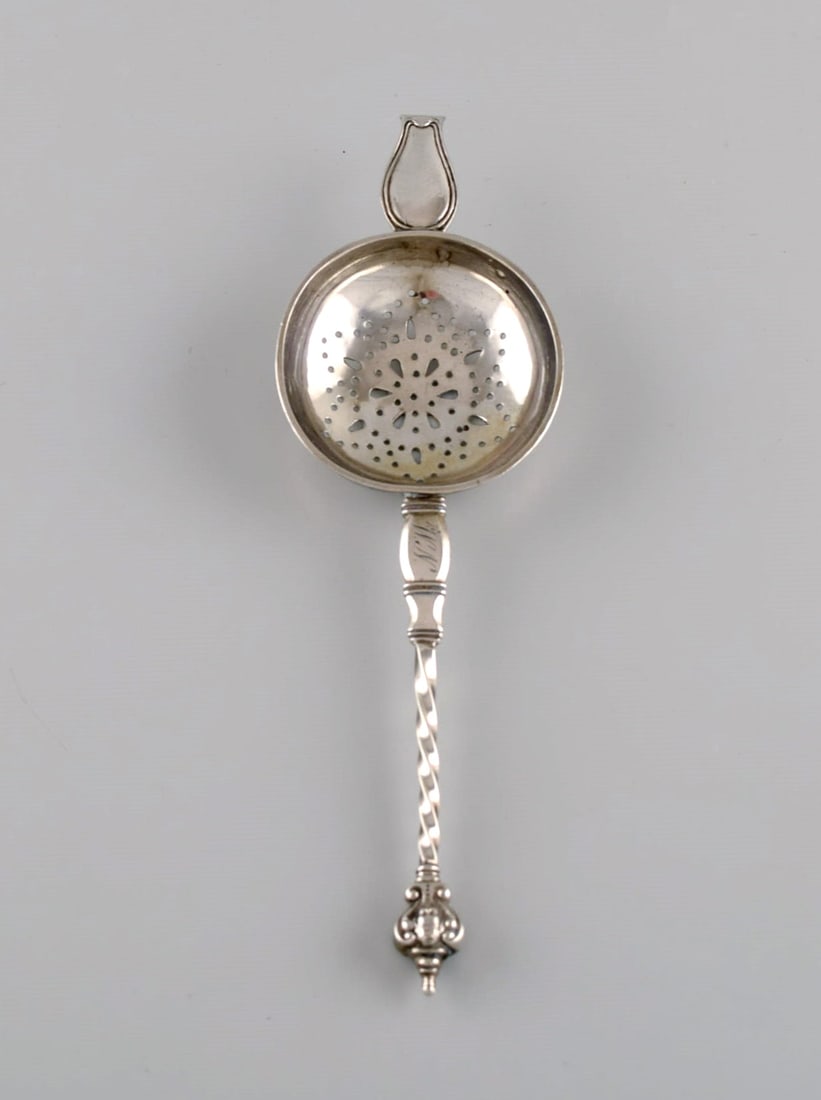 Danish silversmith. Antique silver (830) tea strainer. Dated 1864. (1 of 5)