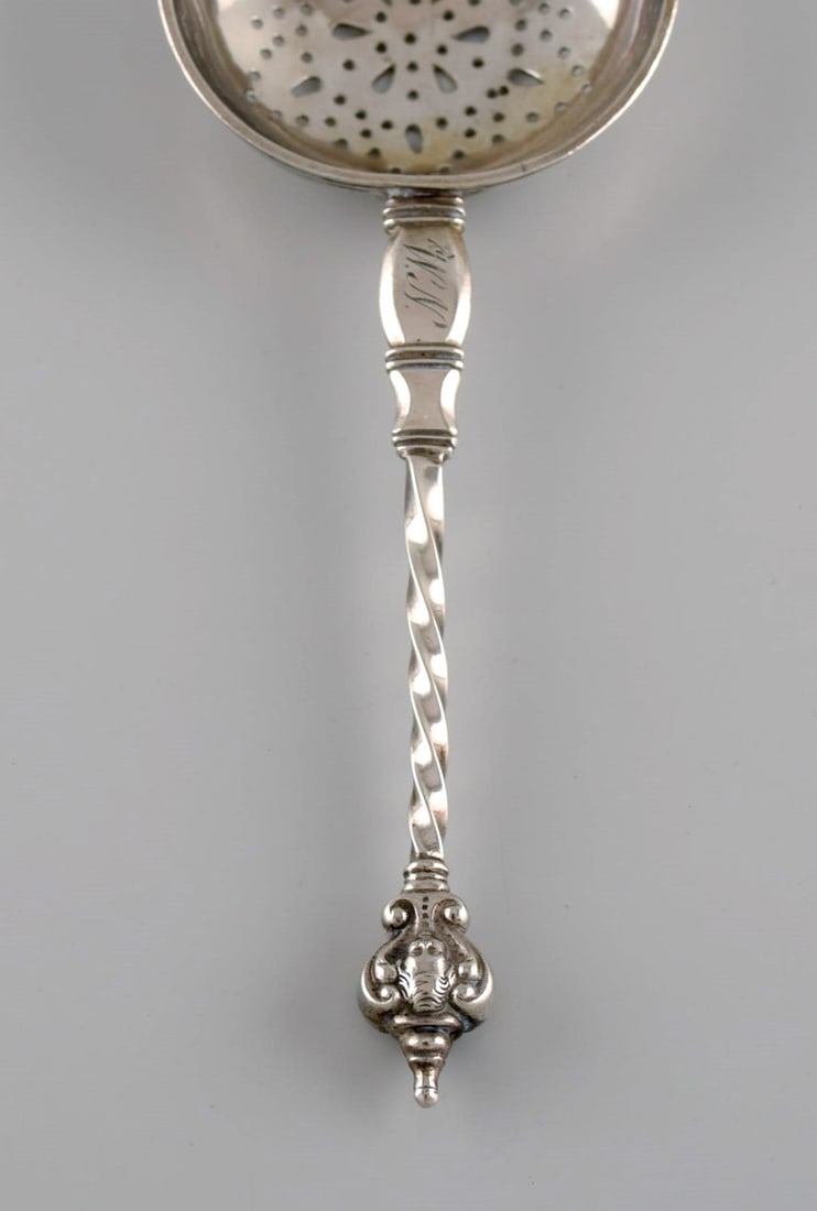 Danish silversmith. Antique silver (830) tea strainer. Dated 1864. - 3