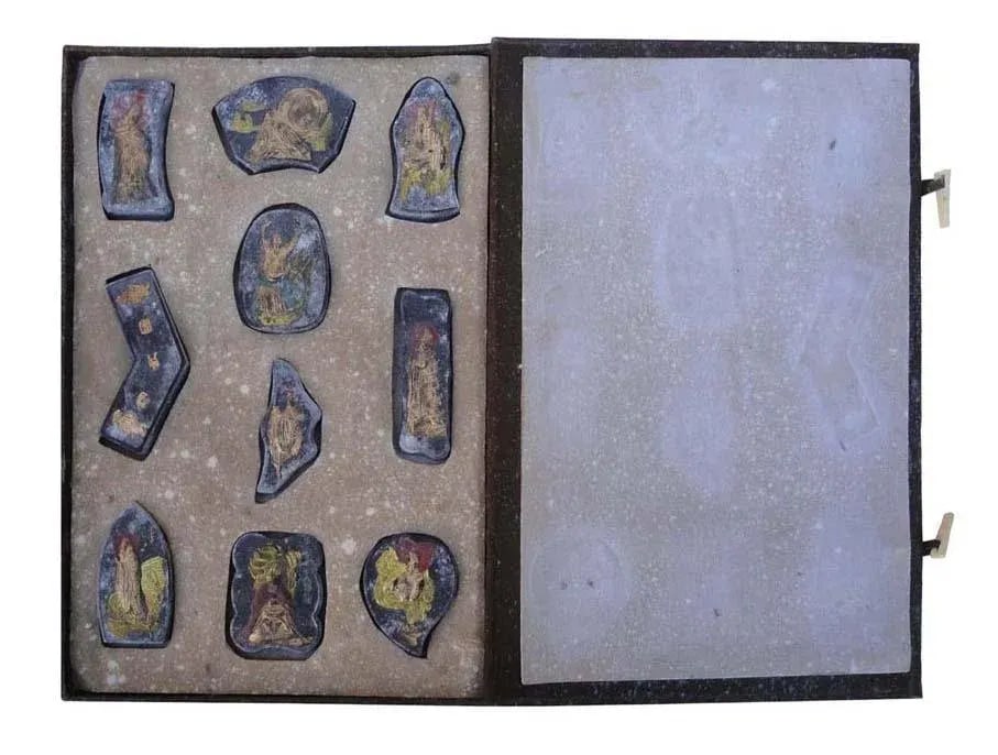 Chinese Calligraphic Ink Stone & Deity Statue Set - 3