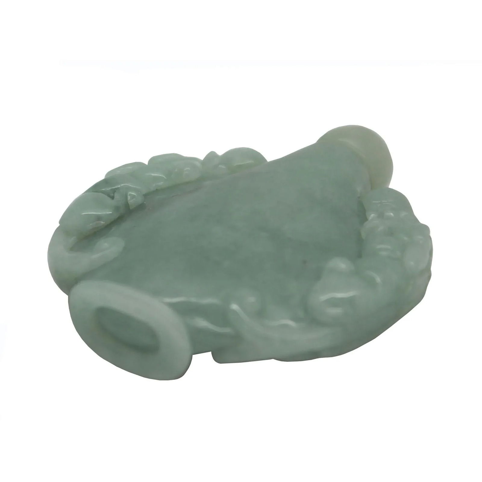 Jade Snuff Bottle With Pair of Foo Dog Chasing Lucky Ball - 5