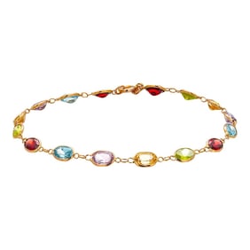Vintage 14 Karat Yellow Gold Multi-Gemstone Bracelet