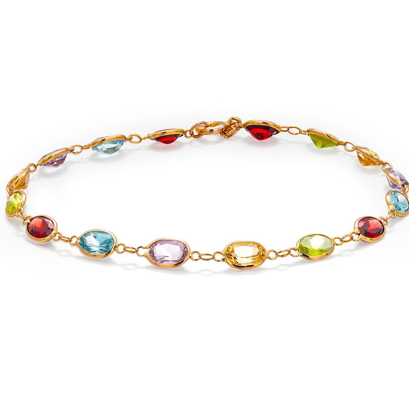 Vintage 14 Karat Yellow Gold Multi-Gemstone Bracelet - 3
