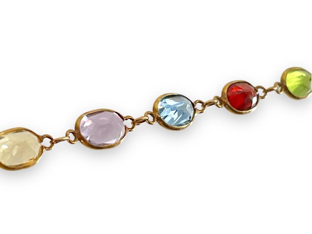 Vintage 14 Karat Yellow Gold Multi-Gemstone Bracelet - 4