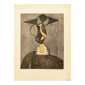 1940s After Pablo Picasso "Woman in a Hat", Limited Edition Period Parisian Offset Lithograph