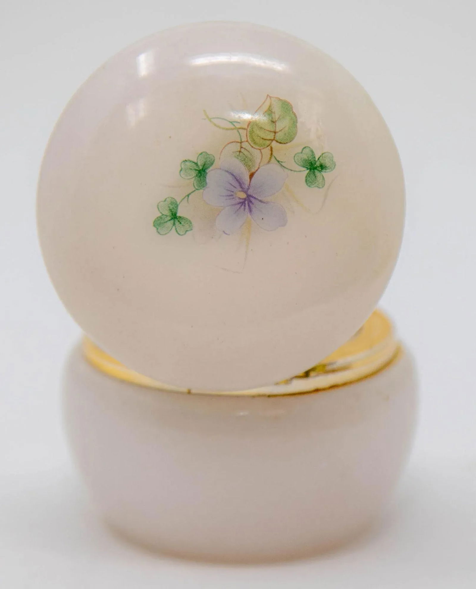 Vintage Italian Pink and Gold Alabaster Round Pill Box 1970 - 6