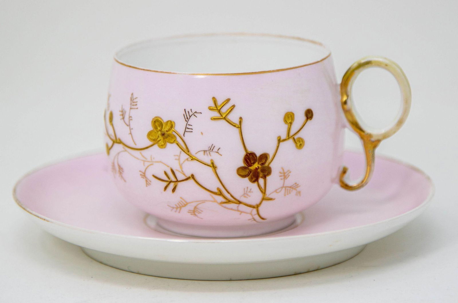 Limoges Elite France Hand Painted Pink Floral Tea Cup Saucer Fine China 1930 - 10