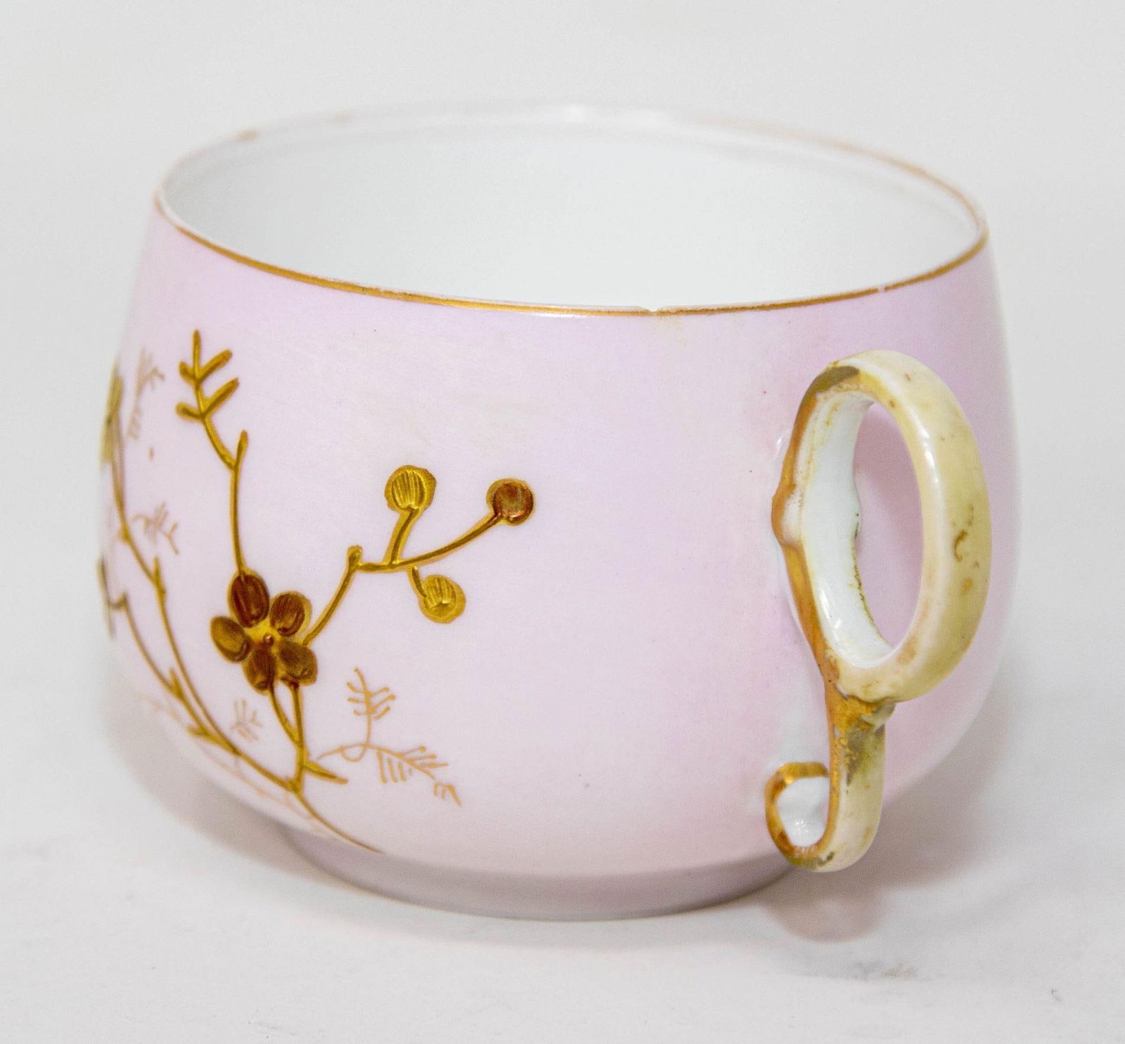 Limoges Elite France Hand Painted Pink Floral Tea Cup Saucer Fine China 1930 - 9