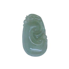 Carved Natural Jade Dragon Flying on Luyi Ocean Wave Pendant