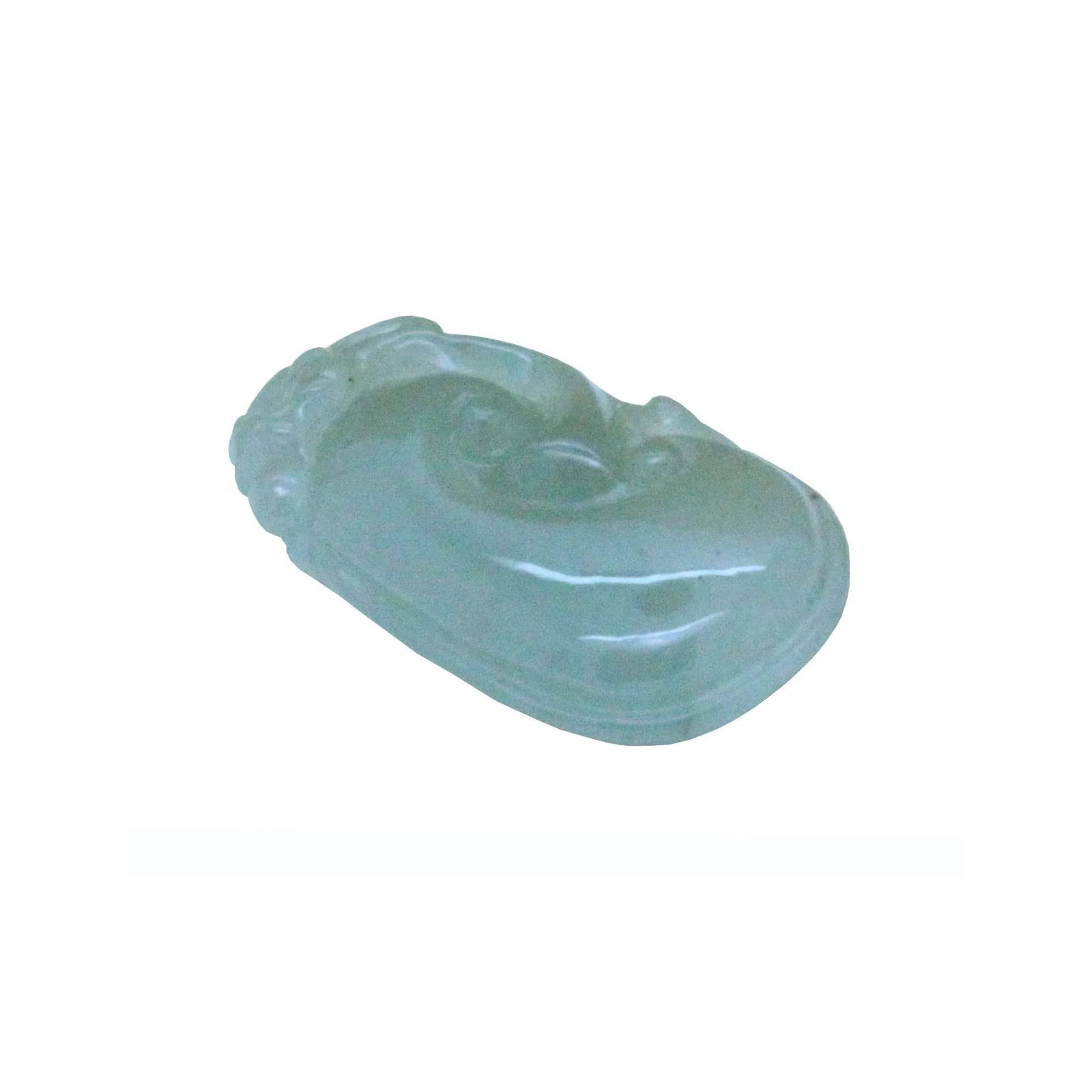 Carved Natural Jade Dragon Flying on Luyi Ocean Wave Pendant - 2
