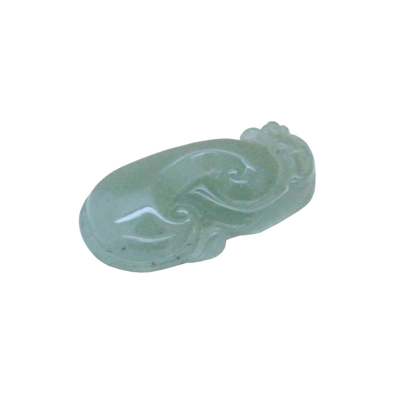 Carved Natural Jade Dragon Flying on Luyi Ocean Wave Pendant - 3
