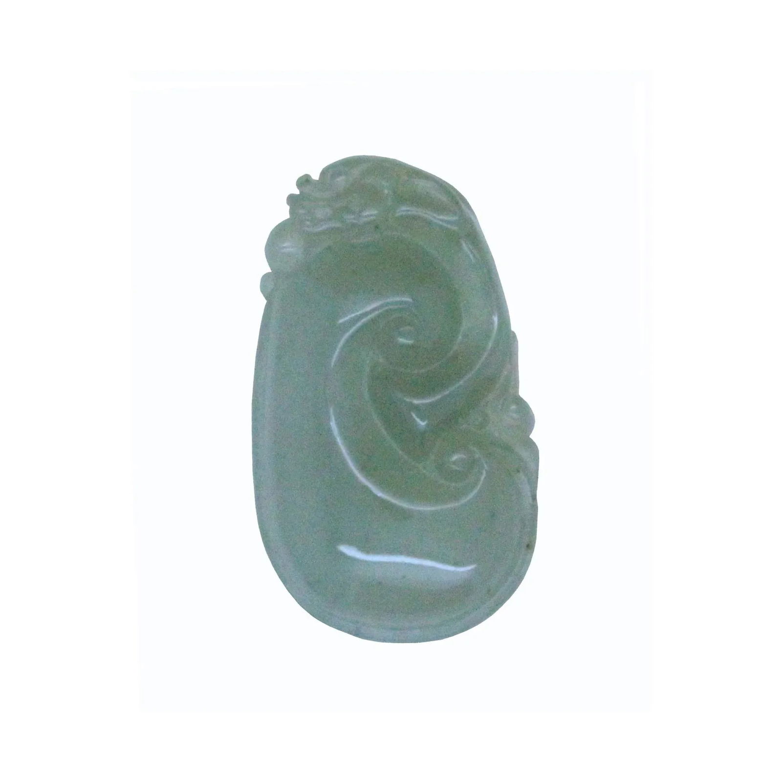 Carved Natural Jade Dragon Flying on Luyi Ocean Wave Pendant - 5