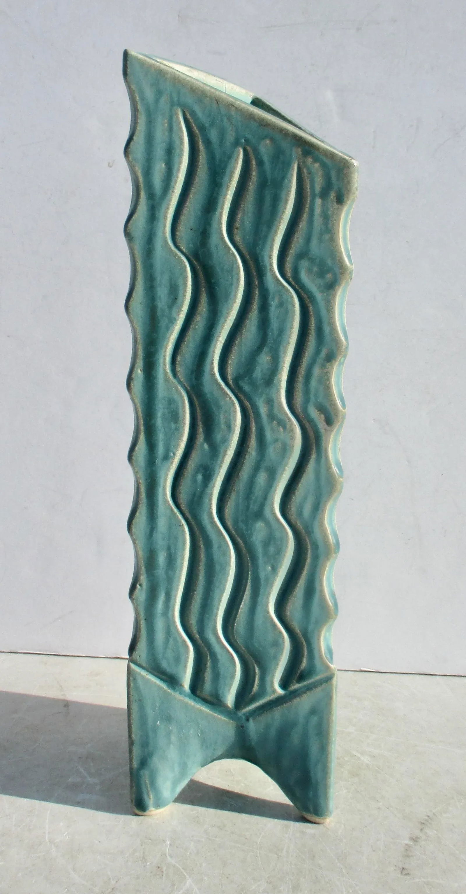 Modern Art Stoneware Triangular Vase - 2