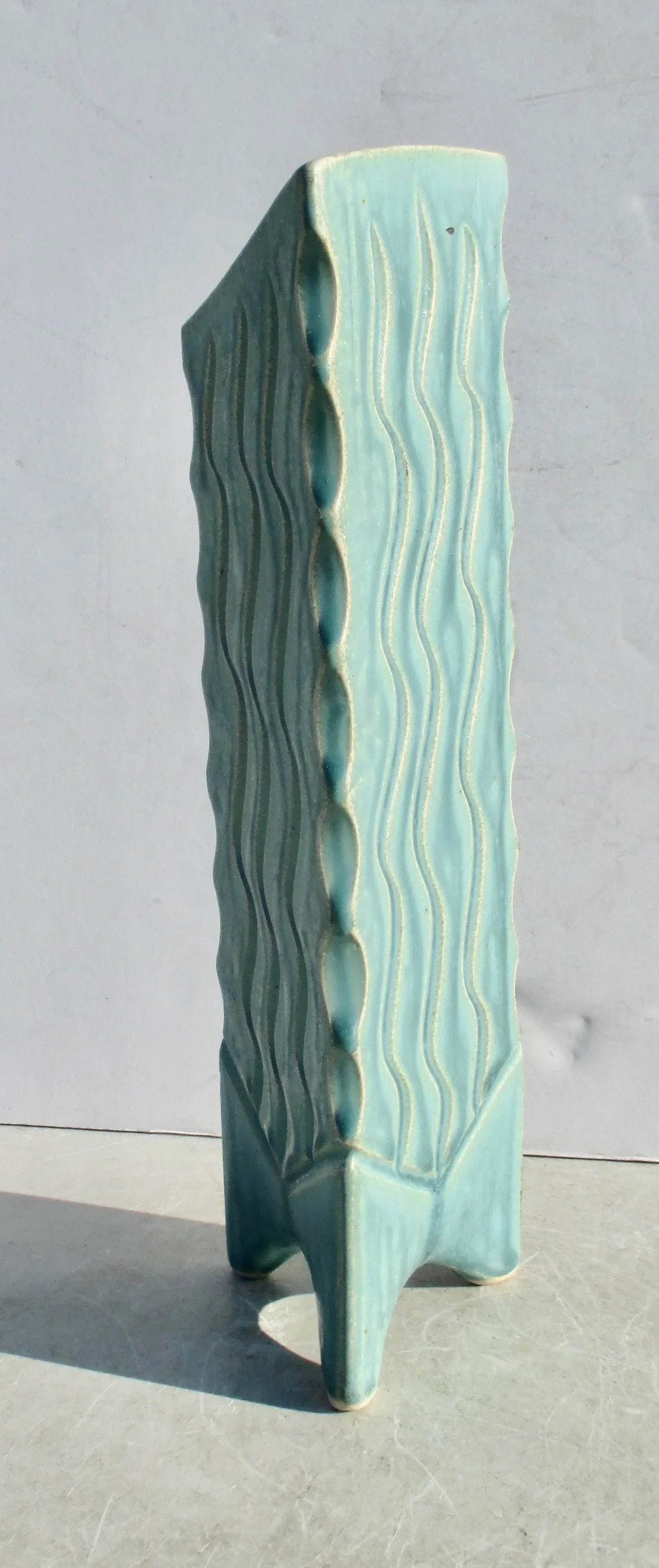 Modern Art Stoneware Triangular Vase - 4