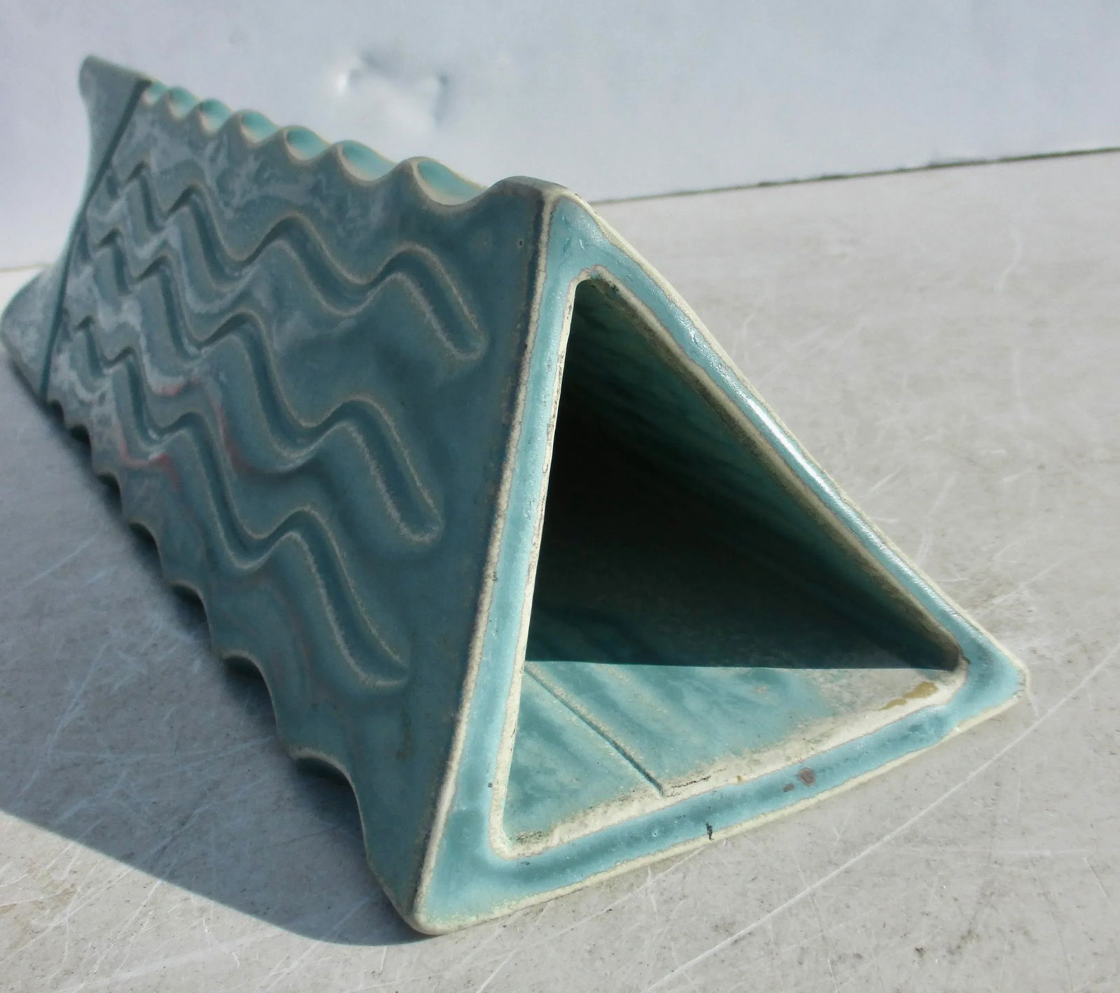 Modern Art Stoneware Triangular Vase - 5