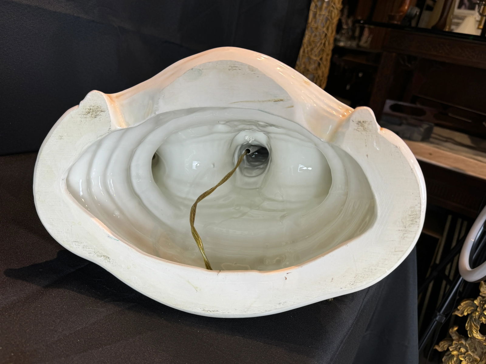 Vintage Hand Painted Italian Harp Lamps With Cherub and Flower Motif - Set of Two - 12