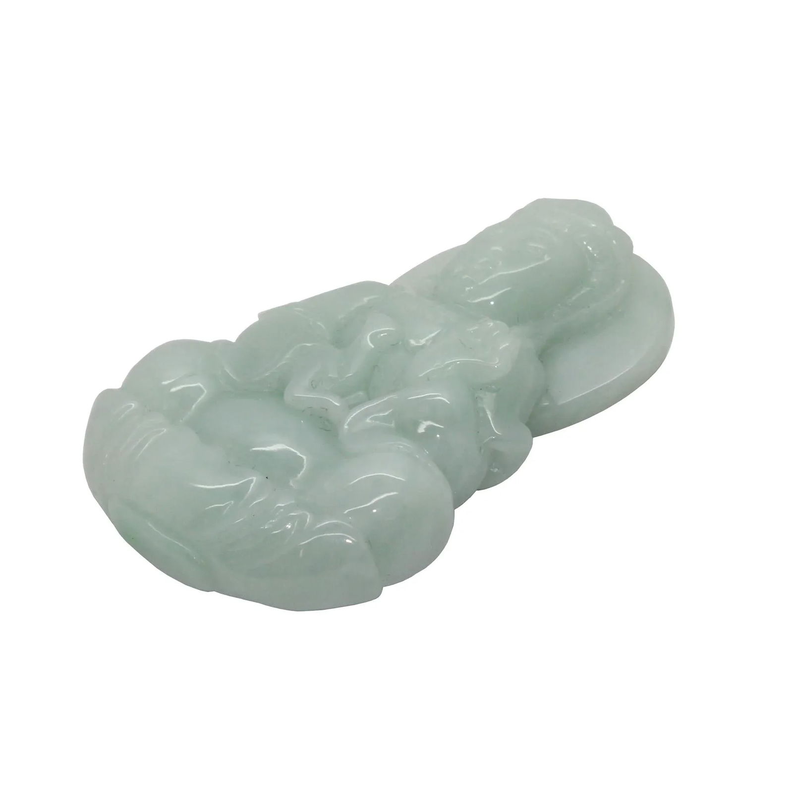 Light Green Sitting Jade Kwan Yin - Bodhisattva - Goddess of Mercy Jade Pendant - 4