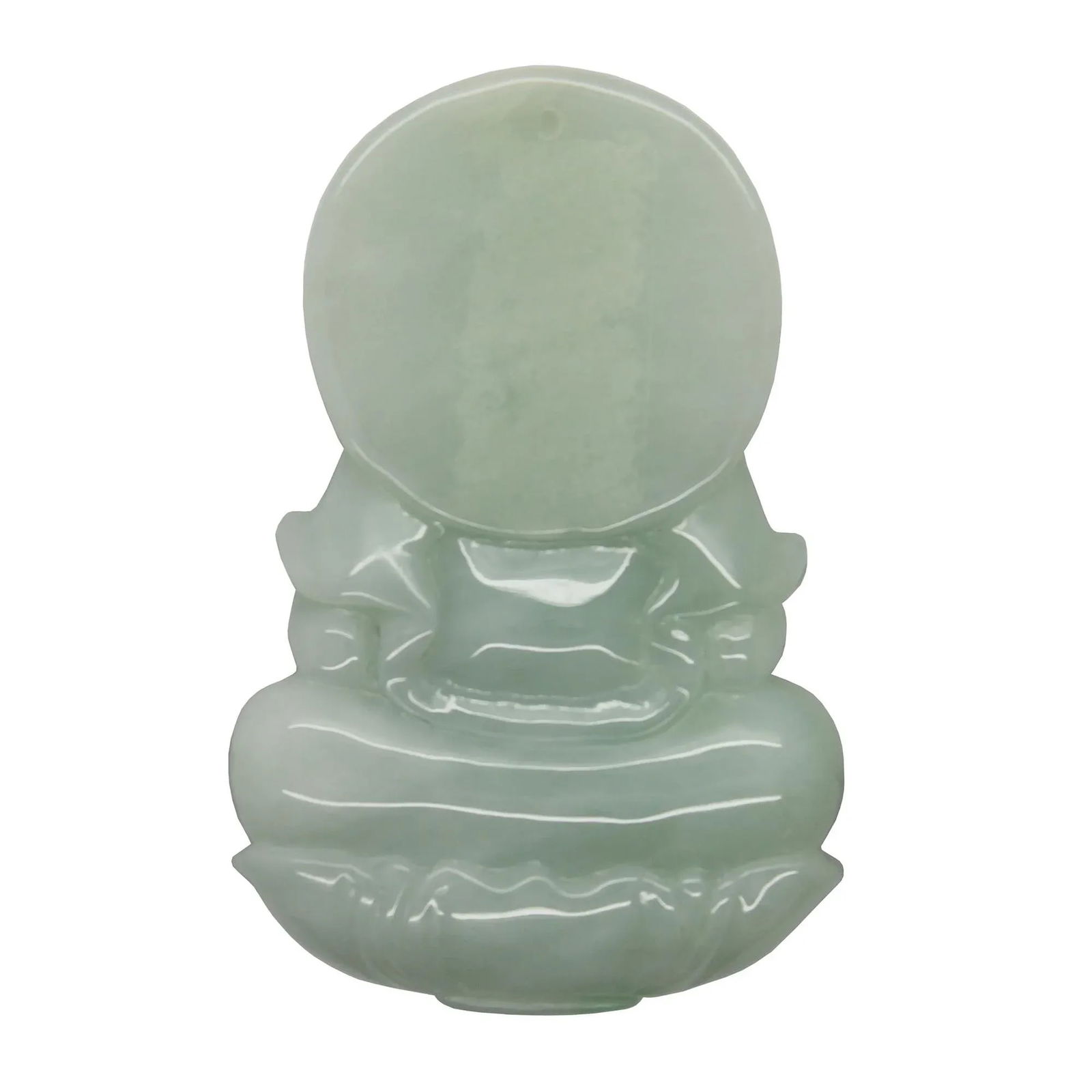 Light Green Sitting Jade Kwan Yin - Bodhisattva - Goddess of Mercy Jade Pendant - 5