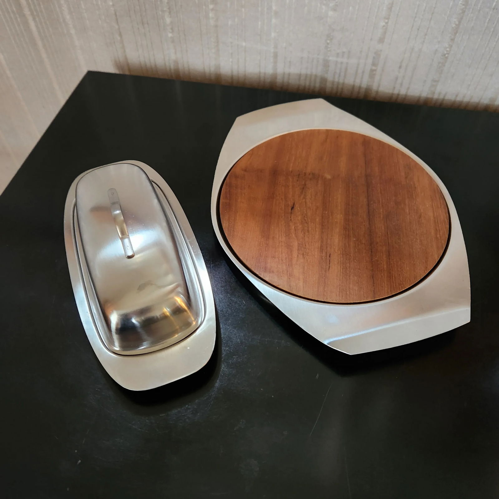 1960s Modern Hostess Cheese Board and Butter Dish Set Japan - 3