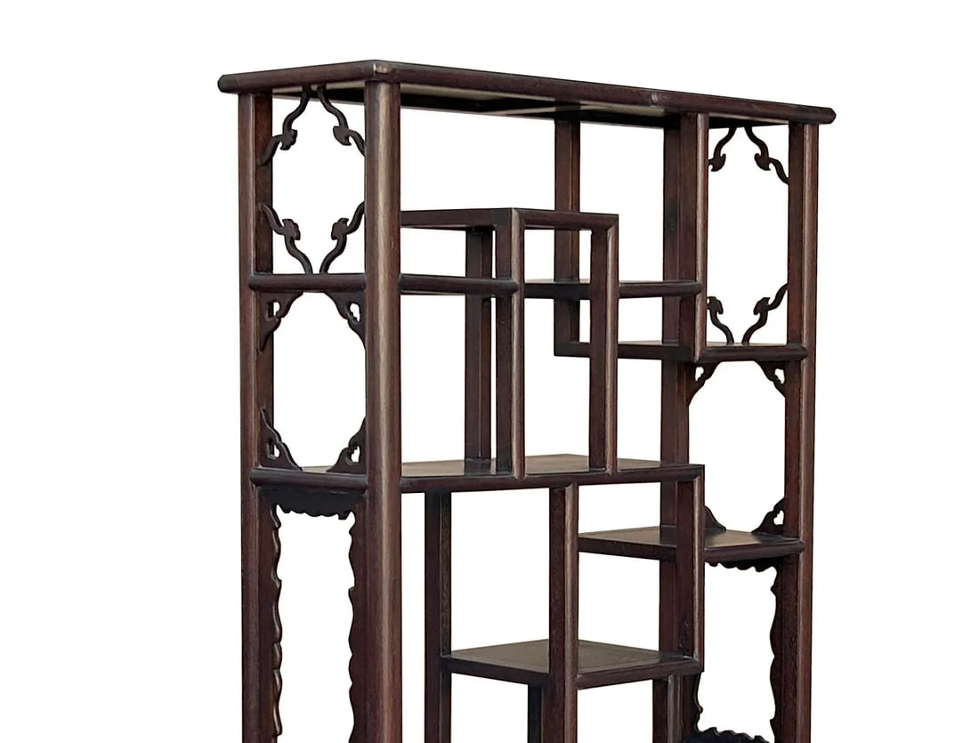 Brown Oriental Two Sided Display Curio Cabinet Room Divider B - 7