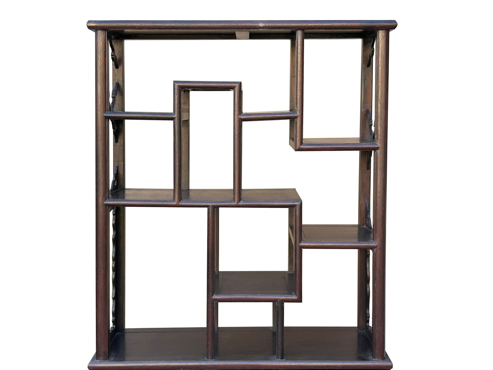 Brown Oriental Two Sided Display Curio Cabinet Room Divider B - 8