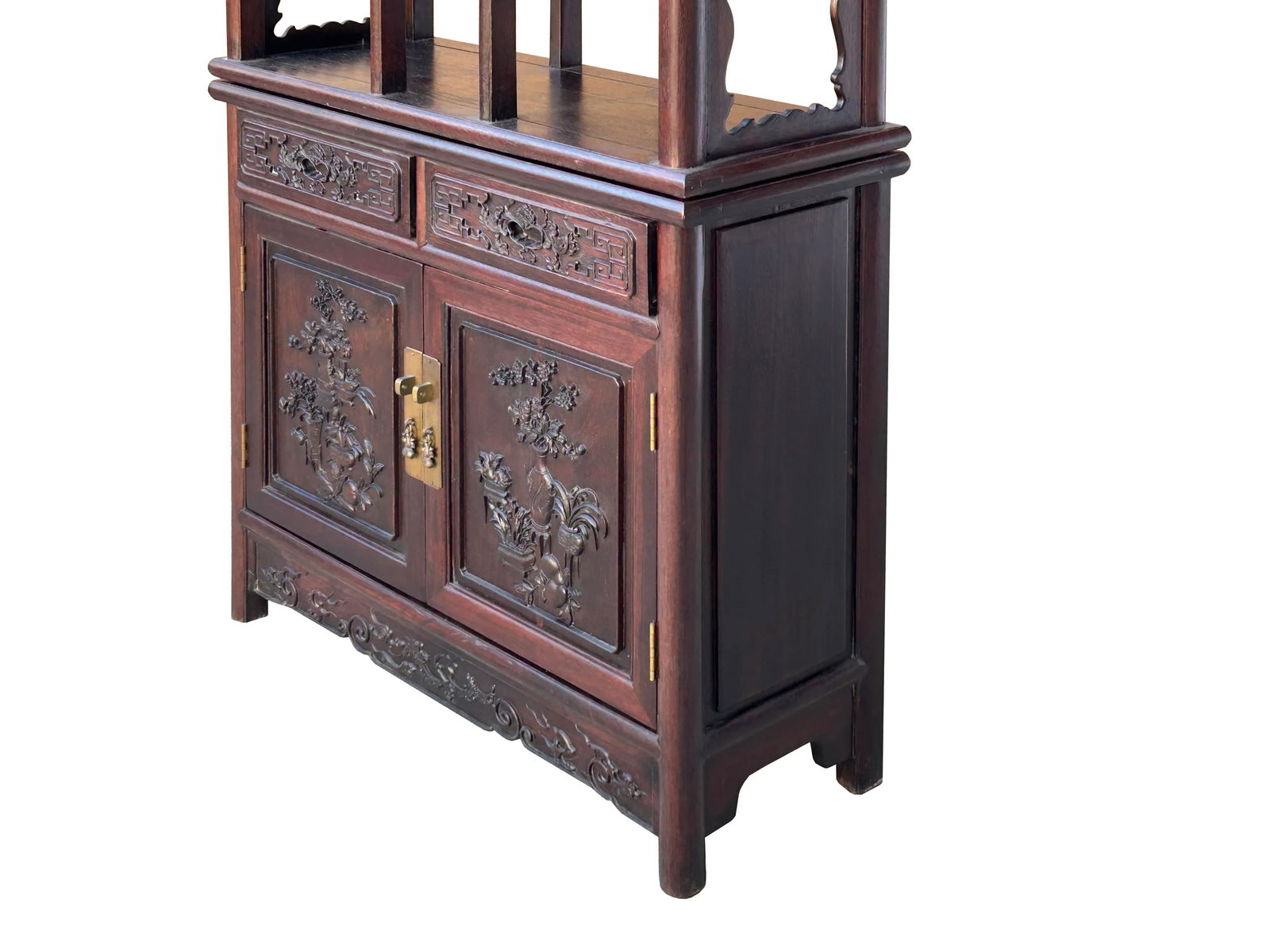 Brown Oriental Two Sided Display Curio Cabinet Room Divider B - 9