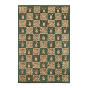 Bohemien Ziegler Green Tan Hand-Knotted Wool Rug - 9'0'' X 12'3''