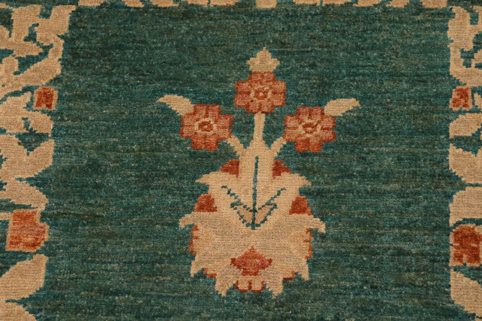 Bohemien Ziegler Green Tan Hand-Knotted Wool Rug - 9'0'' X 12'3'' - 5