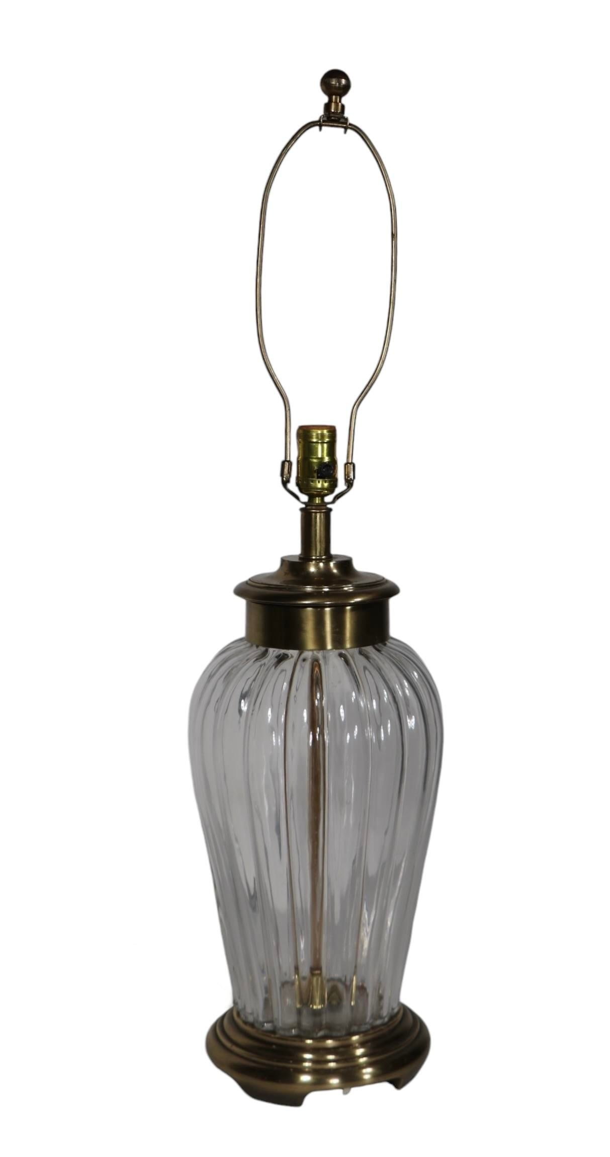 Glass and Brass Table Lamp by Frederick Cooper C. 1970/80's - 8