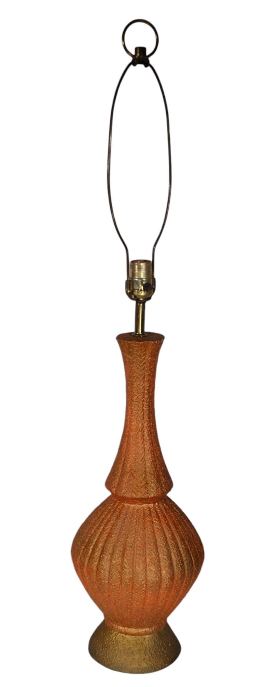 Pr. Mid Century Textured Ceramic Table Lamps C 1950/60's - 11