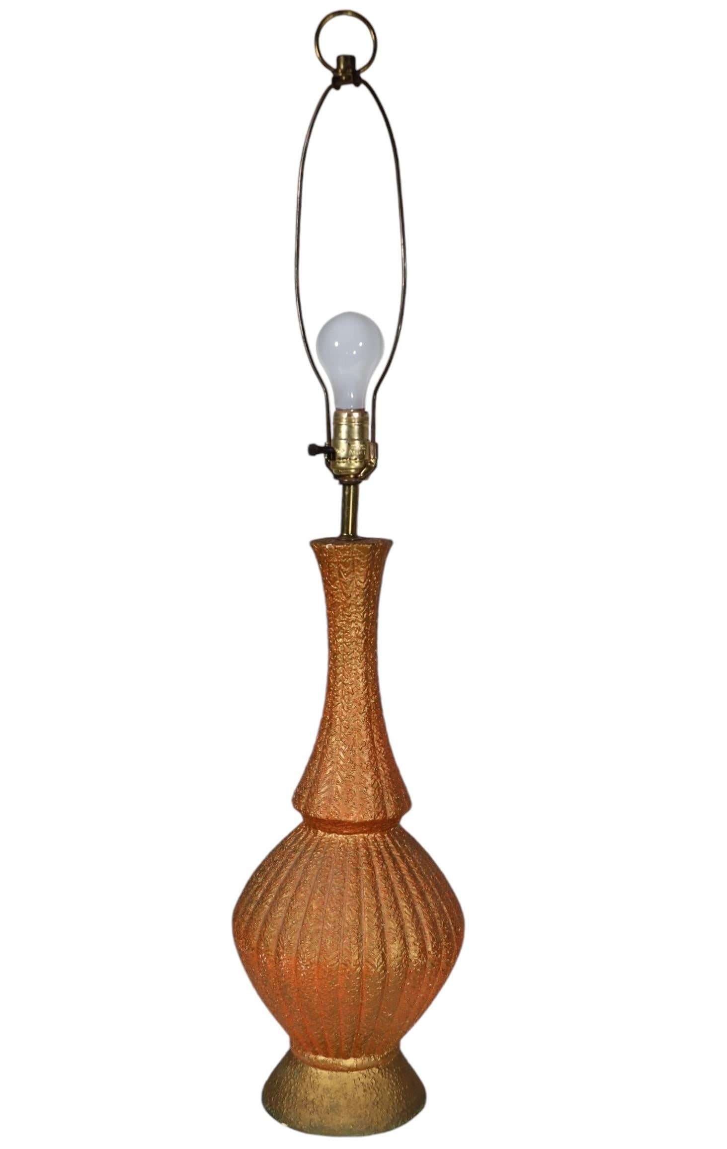 Pr. Mid Century Textured Ceramic Table Lamps C 1950/60's - 3