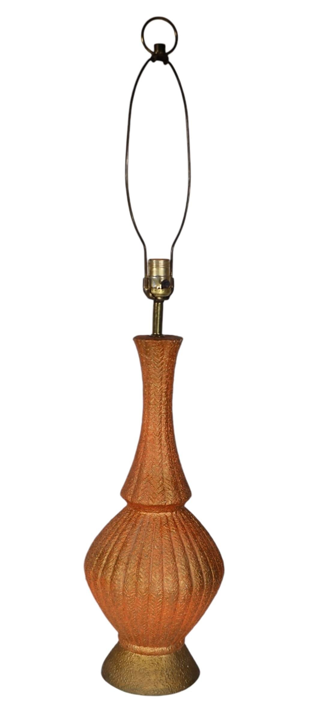 Pr. Mid Century Textured Ceramic Table Lamps C 1950/60's - 8