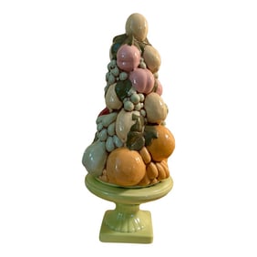 Vintage 1960s Italian Ceramic Pastel Fruit Topiary Centerpiece