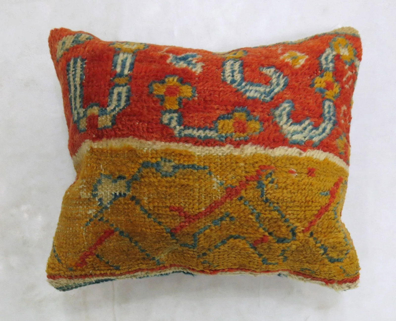 Coral Golden-Rod Antique Oushak Pillow, 20'' X 16'' - 3