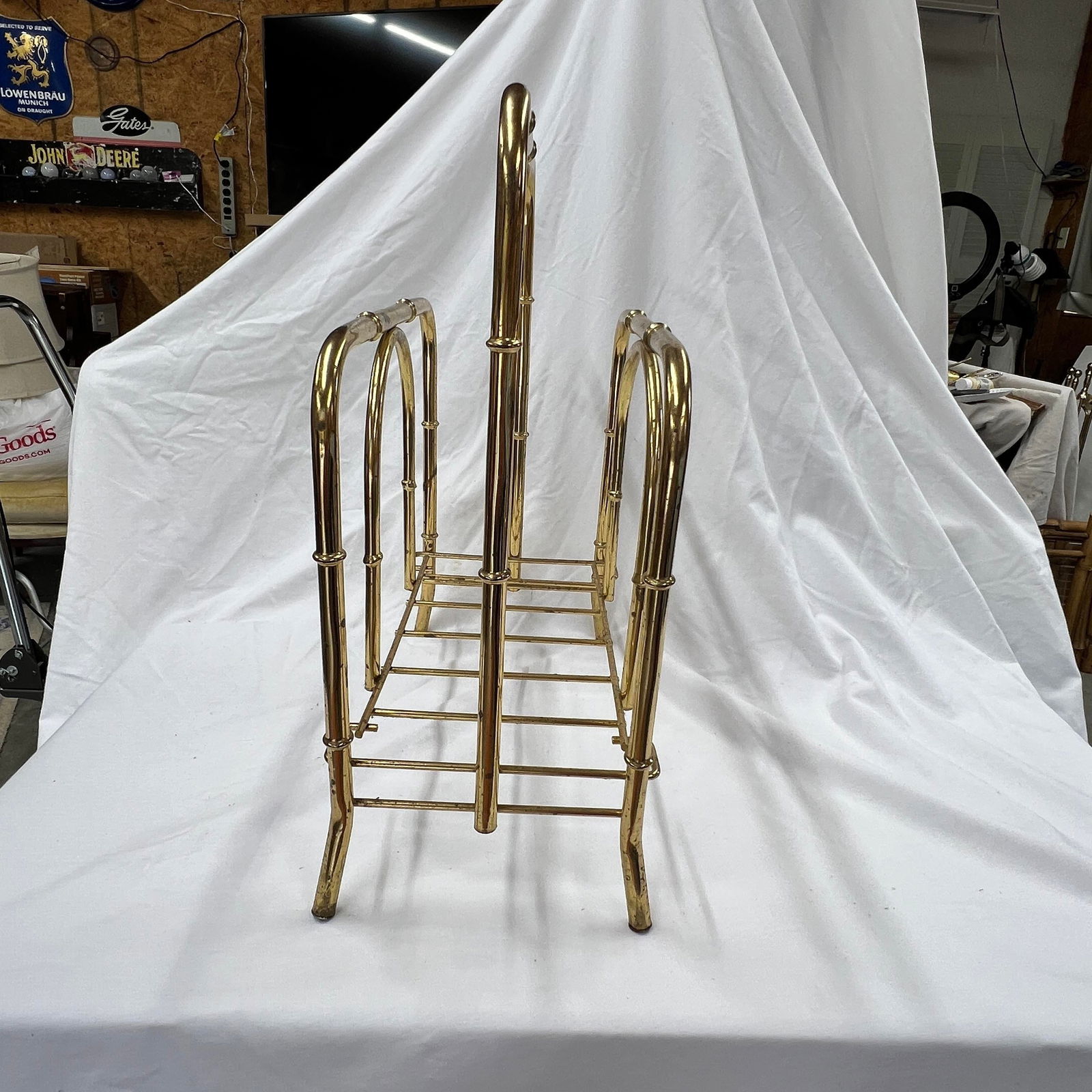 Hollywood Regency Faux Bamboo Magazine Stand - 2