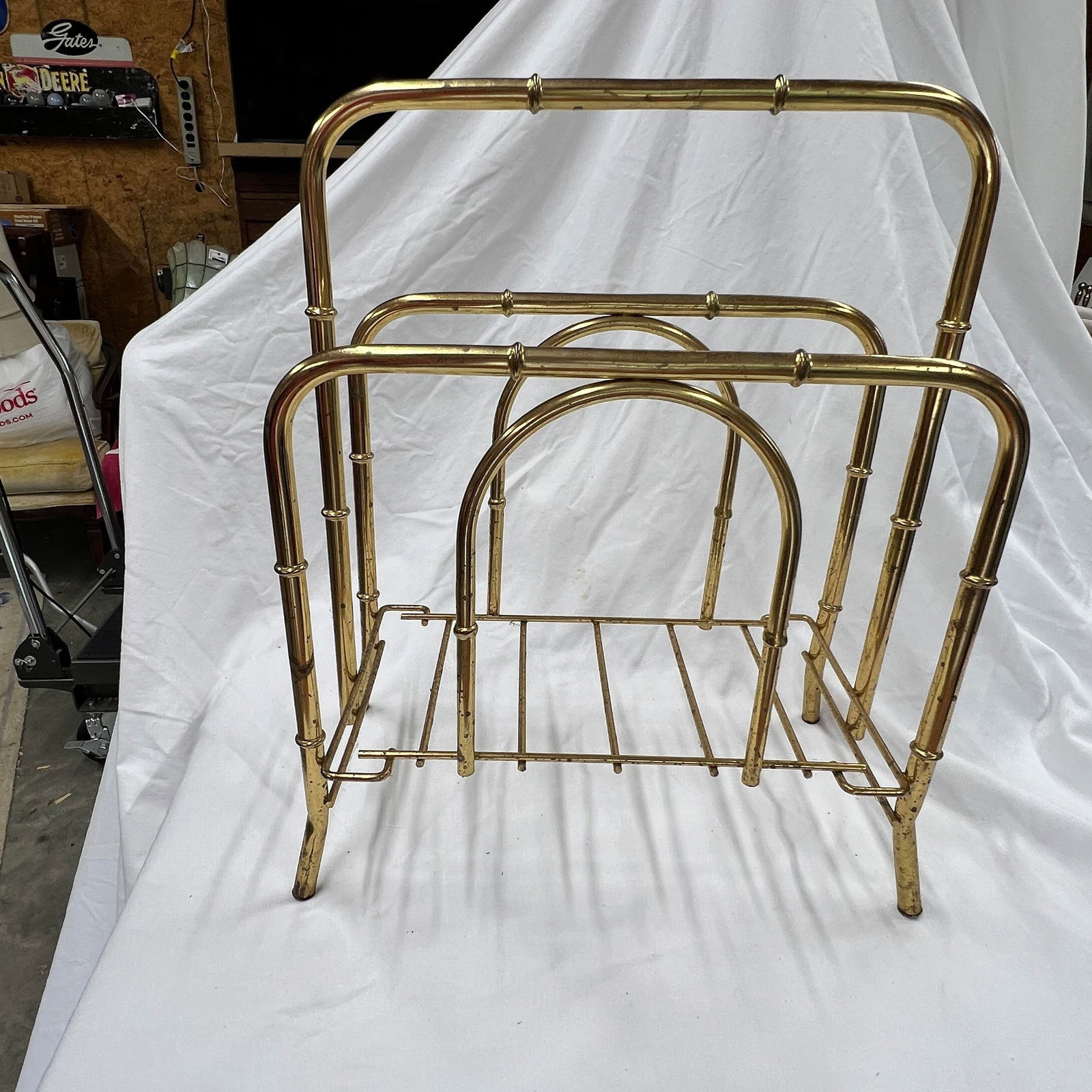 Hollywood Regency Faux Bamboo Magazine Stand - 3
