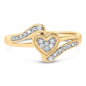 14K Yellow Gold Plated .925 Sterling Silver Diamond Accent Filigree Heart Promise Ring (I-J Color, I