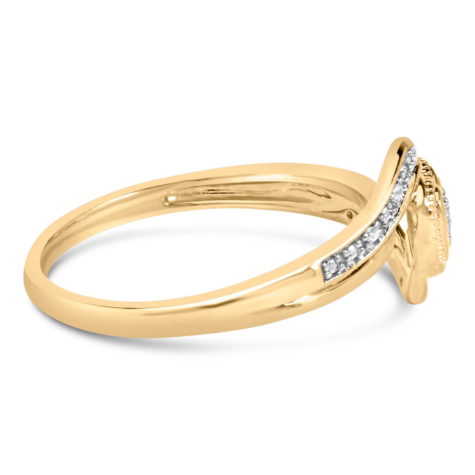 14K Yellow Gold Plated .925 Sterling Silver Diamond Accent Filigree Heart Promise Ring (I-J Color, I - 2