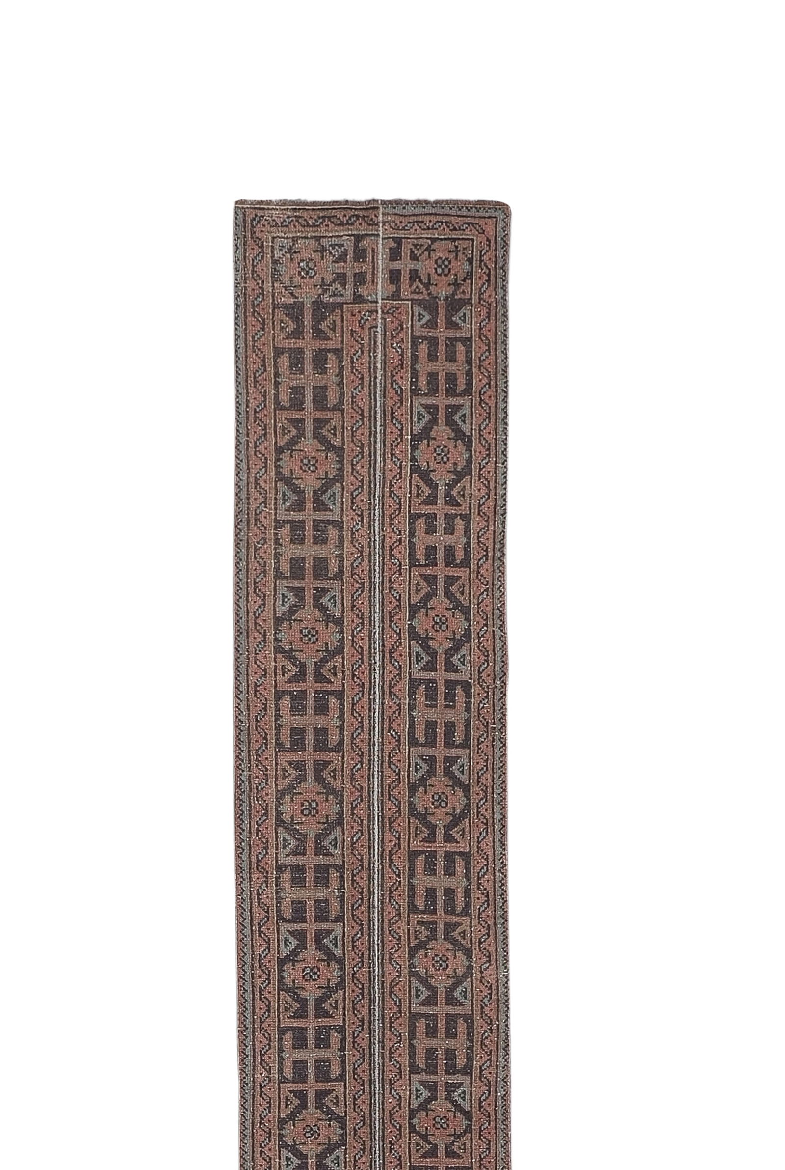1960s Vintage Turkish Oushak Extra Long and Wide Runner - Stair Tread 1'10'' X 20'8'' - 2