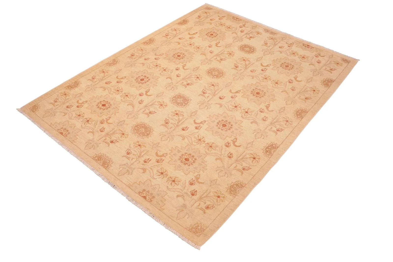Boho Chic Ziegler Beige Gold Hand-Knotted Wool Rug - 6'0'' X 8'10'' - 4