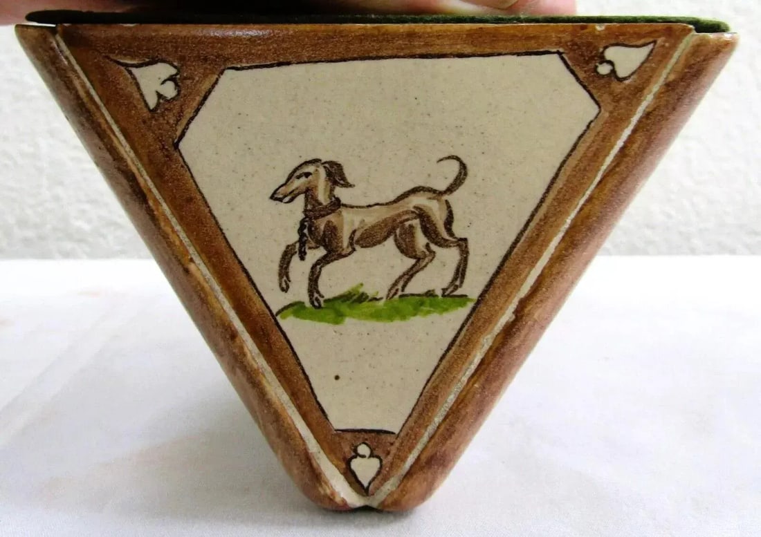 Pair of Packard and Ord Tiled Bookends Canterbury Tales Hand Painted Circa 1940's - 5