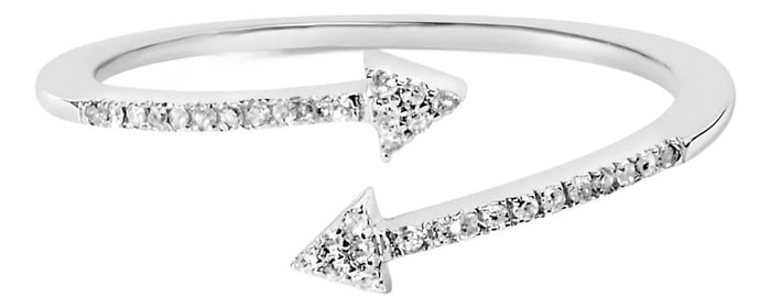 .925 Sterling Silver 1/5 Cttw Diamond Double Arrowhead Open Ring (I-J Color, I2-I3 Clarity) - Ring S