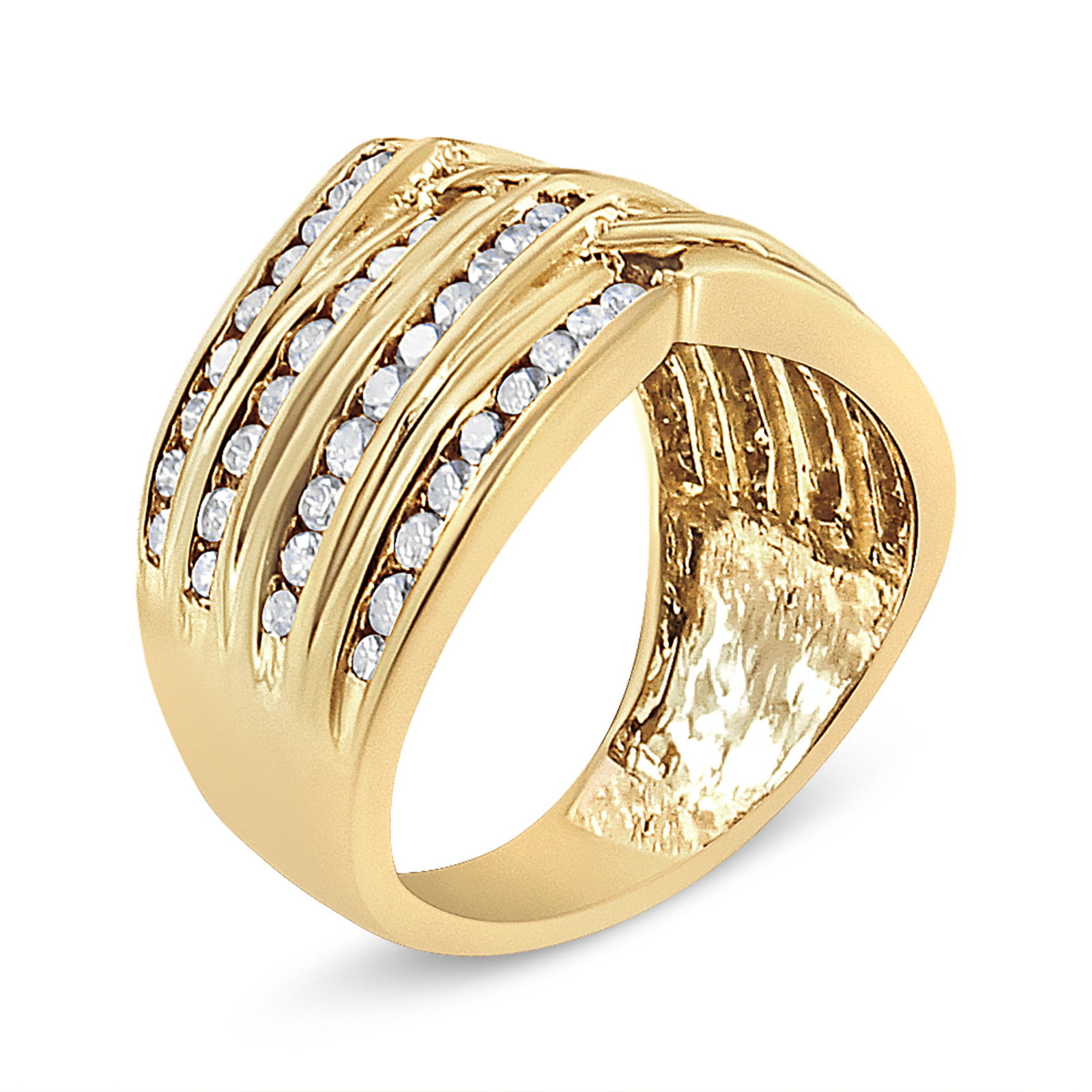 10K Yellow Gold Plated .925 Sterling Silver 1 1/2 Cttw Diamond Channel Band (Champagne Color, I2-I3 - 3