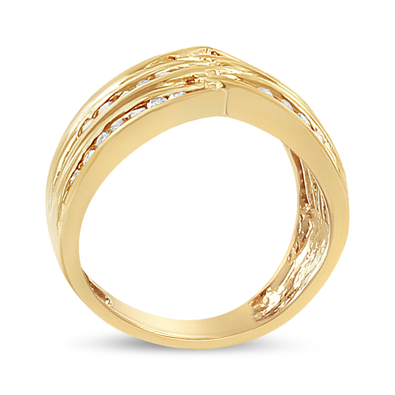 10K Yellow Gold Plated .925 Sterling Silver 1 1/2 Cttw Diamond Channel Band (Champagne Color, I2-I3 - 4